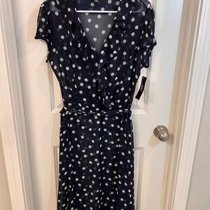Women’s Navy Blue Polka Dot Dress Size 12 New With Tags **Very Sheer**